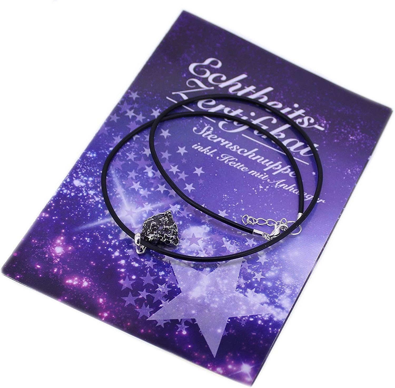 budawi® - shooting star pendant (meteorites) with chain with certificate of authenticity, meteorite pendant.