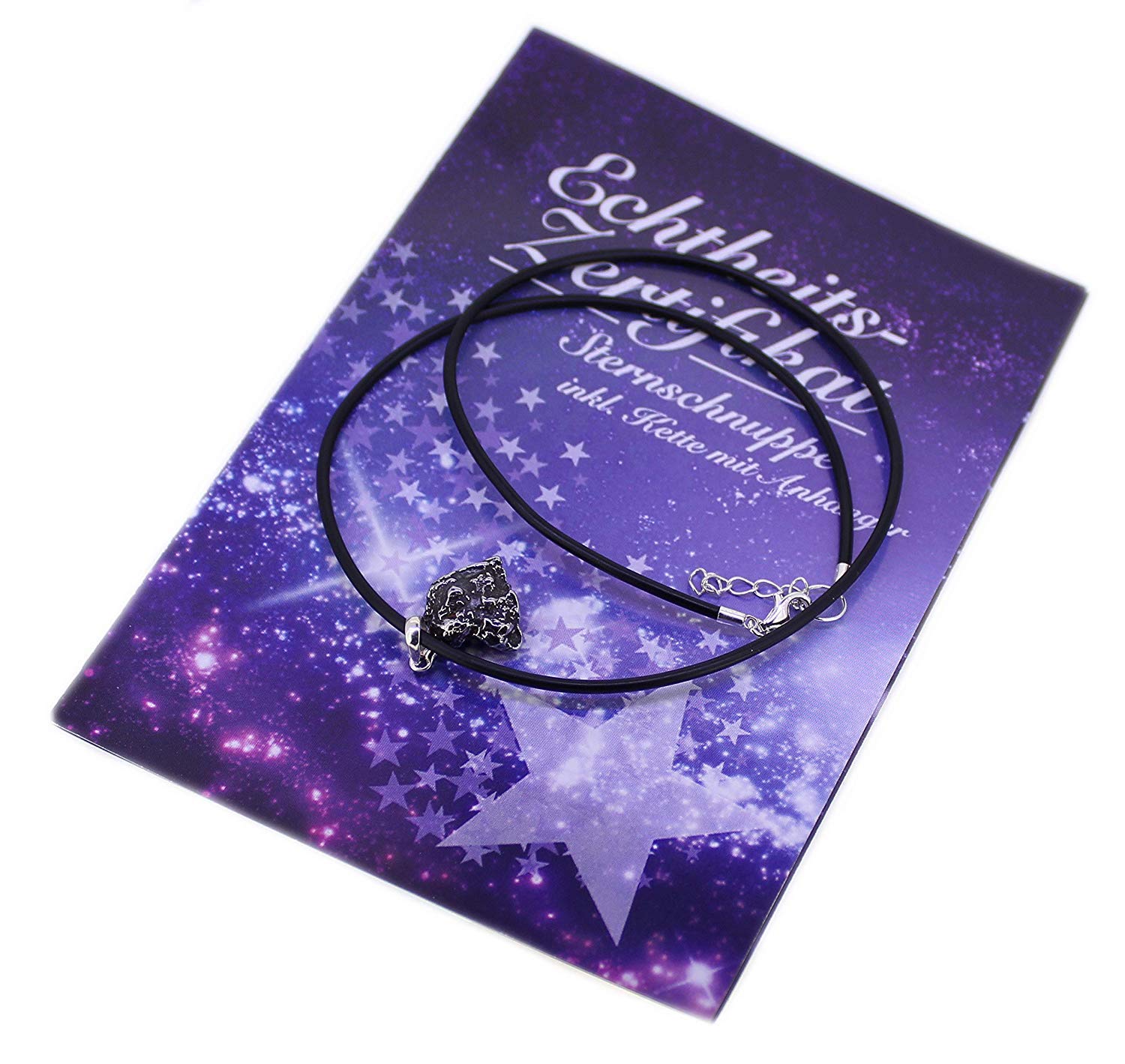 budawi® - shooting star pendant (meteorites) with chain with certificate of authenticity, meteorite pendant.