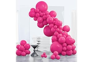 PartyWoo Hot Pink Balloons 123 pcs Different Sizes of 18 12 10 5 Inch Magenta Fuchsia Balloon Arch Kit Garland for Baby Shower Wedding Bridal Shower Anniversary Birthday Party Decorations Pink-Y12