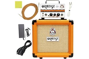 LIQUID AUDIO Orange PPC108 1x8' Closed-Back Speaker Cabinet Bundle with MT20 Micro Terror Amp Head, Woven Guitar Cable, Speaker Cable and Polishing Cloth (5 Items)