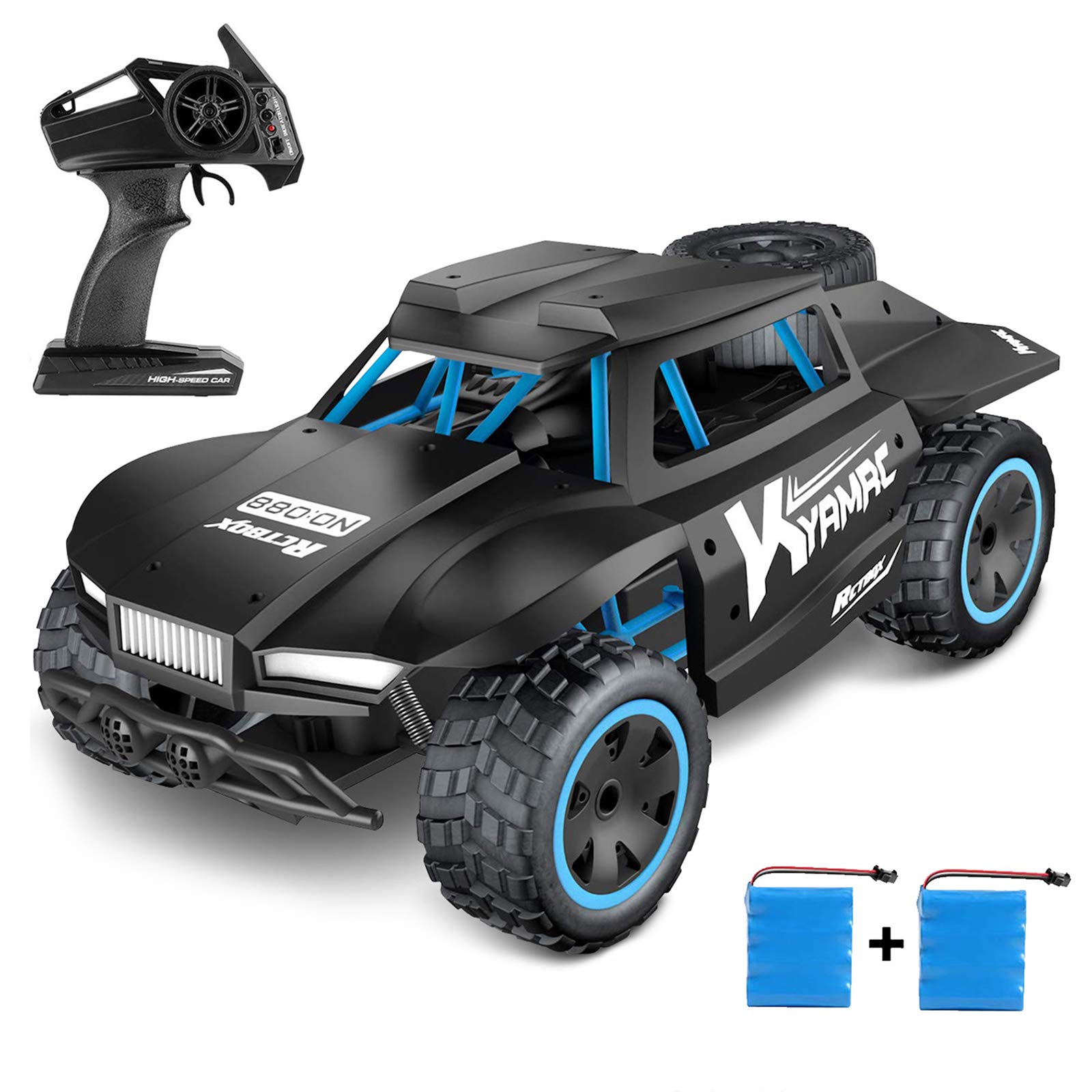 Kuorle Remote Control Car,2.4Ghz Remote Control Truck 1:18 Scale High Speed Racing Cars 2WD Off-Road RTR Electric Rock Climber Fast Race Buggy Hobby Car Toy for Kids Gift