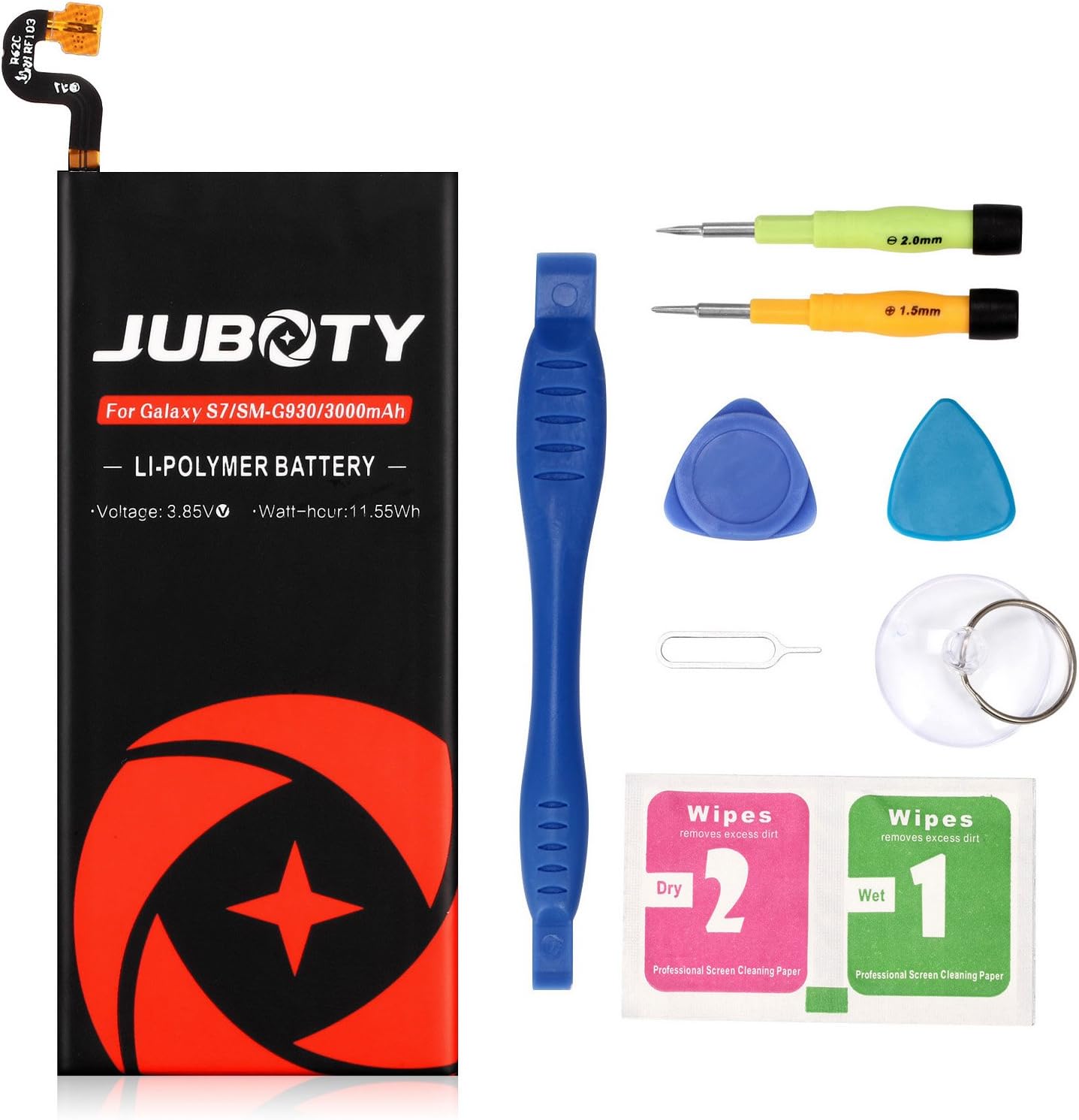 JUBOTY Galaxy S7 Battery,3000mAh Replacement Li-Polymer Battery EB-BG930ABE for Samsung Galaxy S7 G930 G930V G930A G930T G930P G930F with Repair Tool Kit/S7 Battery(24 Month Warranty)