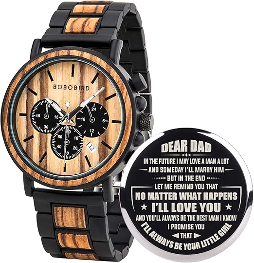 Amazon Com Bobo Bird Mens Personalized Engraved Wooden Watches Stylish Wood Stainless Steel Combined Quartz Casual Wristwatches For Men Family Friends Customized Watch A For Dad From Daughter Watches