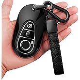 Sindeda for Mercedes Benz Key Fob Cover with Keychain Soft Full Protection Key Shell Key Case Compatible with Mercedes Benz 2020-2025 Mercedes Benz S-Class G-Class E-Class (Black)
