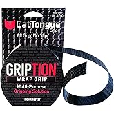 CATTONGUE GRIPS Non-Abrasive Grip Tape Wrap - 1” Thick Heavy-Duty, Waterproof Anti-Slip Tape for Wrapping Tools, Bats, Gym Equipment - Indoor & Outdoor Anti-Slip Solution (Black, 10ft)