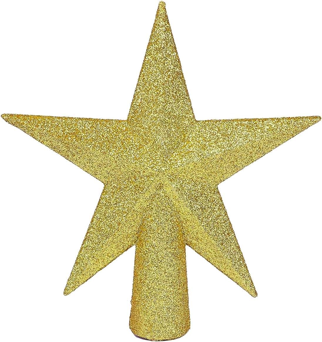 YYCRAFT Glitter Star Tree Topper Christmas Decoration-4 Inch,Gold