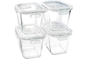 Soup Containers with Lids Glass 32 oz, 4 Cup Borosilicate Glass Food Storage Containers, Microwave & Freezer Safe Jars, Small