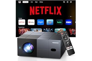 YOWHICK 4K Projector with Built-in Apps, 1500 ANSI/Compatible with Netflix/Dolby Audio Smart Projector with WiFi 6 and Bluetooth 5.3,Outdoor Movie Proyector for Home Theater HDR10+ UPGRADE