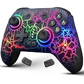 Switch Controller Compatible with Nintendo Switch/Switch Lite/OLED/PC | Programmable Wireless Switch Controller with 10 LED Light, 6-Axis Motion, Turbo, Vibration, One-Key Wake Up &amp; Pairing, Flame