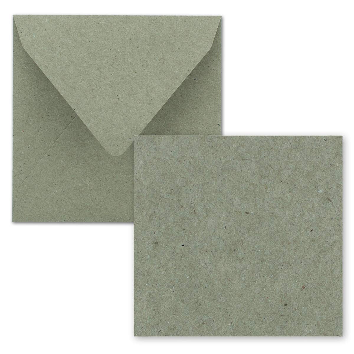 FarbenFroh® by Gustav Neuser® Pack of 25 Plain Square Cards 15 x 15 cm with Envelopes for Greeting Cards in Grey Kraft Paper