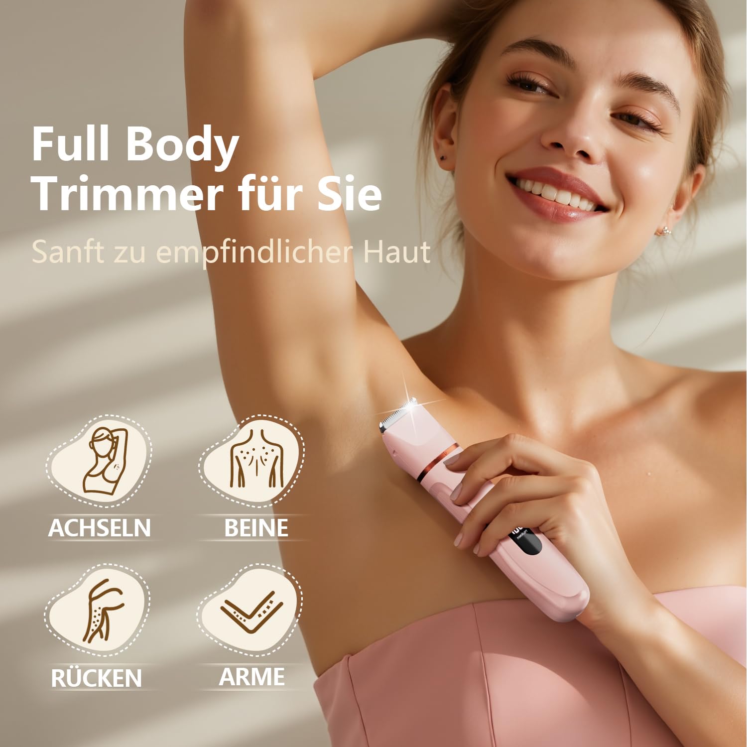 Intimrasierer für Frauen, Rasierer Damen Intimbereich Sanft, 2 in 1 Elektrischer Damenrasierer, Bikini Trimmer für Körper & Gesichtshaare Bräutigam Wasserdicht, Damen Rasierer, Trimmer Scherkämme 2