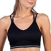 MAXXIM Womens Ribbed Sports Bra Removable Pads Seamless for Gym Workouts Yoga Running