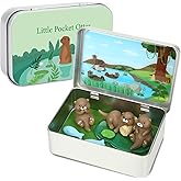 JULEASEL Little Pocket Otter, Cute Otter Friend in Tin Box, Travel Buddy, Gift for Kids, Friends, Coworkers