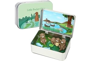 JULEASEL Little Pocket Otter, Cute Otter Friend in Tin Box, Travel Buddy, Gift for Kids, Friends, Coworkers