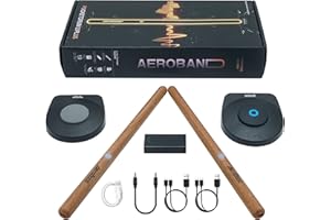 AeroBand PocketDrum 2 Plus Electric Air Drum Set Air Drum Sticks, Air Drum with Drumsticks, Pedals, Bluetooth and 8 Sounds, USB MIDI Function, Electronic Drum Set for Adults, Kids, Gift