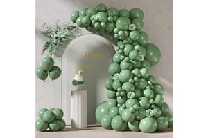 RUBFAC 87pcs Sage Green Balloons Different Sizes 18 12 10 5 Inches for Garland Arch, Premium Green Latex Balloons for Birthday Party Wedding Baby Shower Eucalyptus Themed Party Decorations