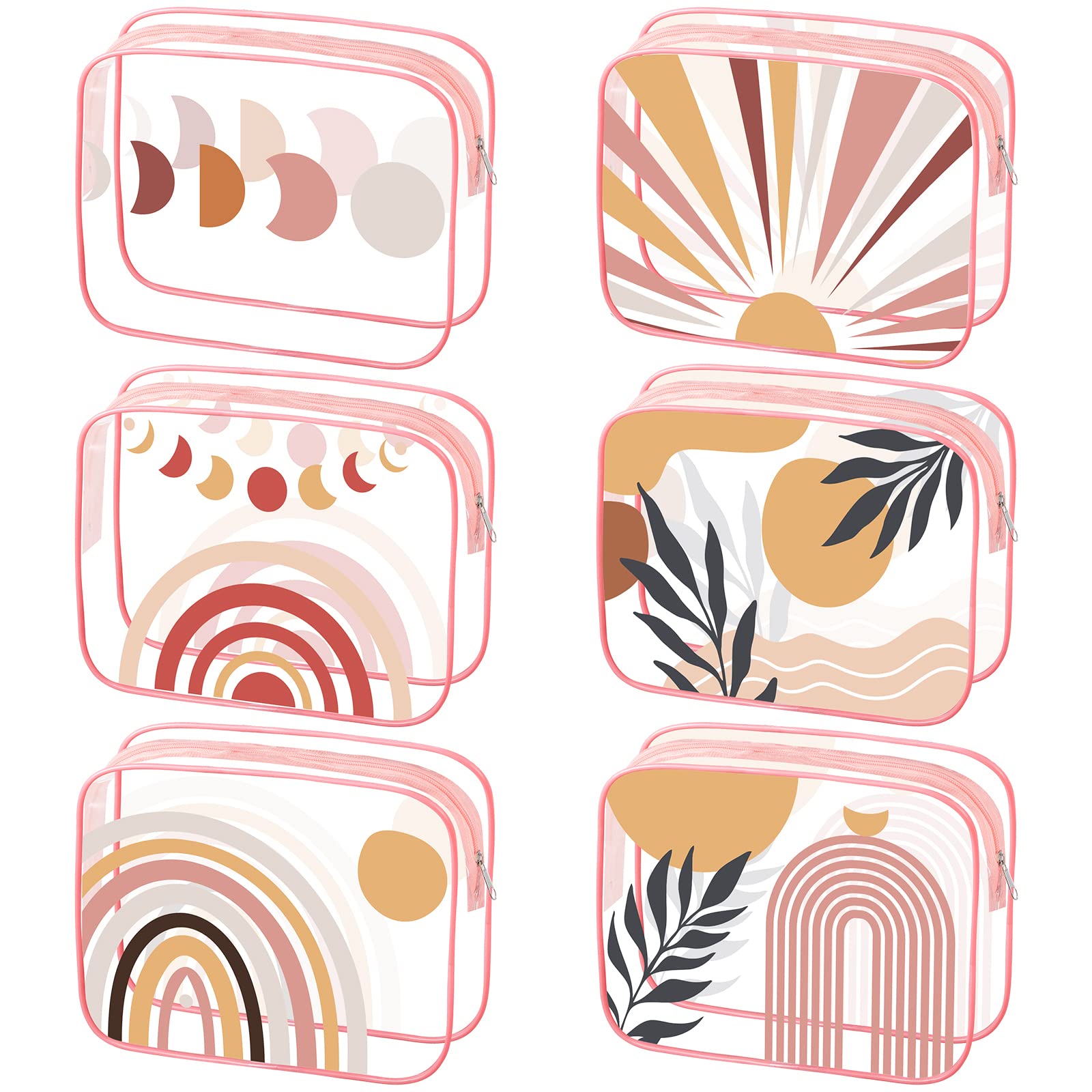 Photo 1 of Cunno 6 Pcs Makeup Bags Gifts for Women Preppy Boho Smile Face Flamingo Clear Makeup Bags Cosmetic Transparent PVC Travel Toiletry Organizer(Boho Style)