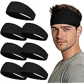 Sport Headbands for Men - 7 Pcs Sweat Absorbent Running Headband for Fitness Workout Running Rugby Baseball Yoga High Intensity Interval Training, Unisex Sweatband for Both Men and Women