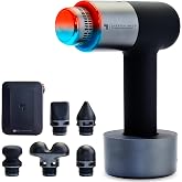 Sharper Image Powerboost Pro+ Heat &amp; Cold Therapy Deep Tissue Massage Gun | Full Body Shoulder &amp; Back Pain Relief, Athlete Workout Recovery Tool, Percussion Massager, Charging Stand, Travel Case, Gift
