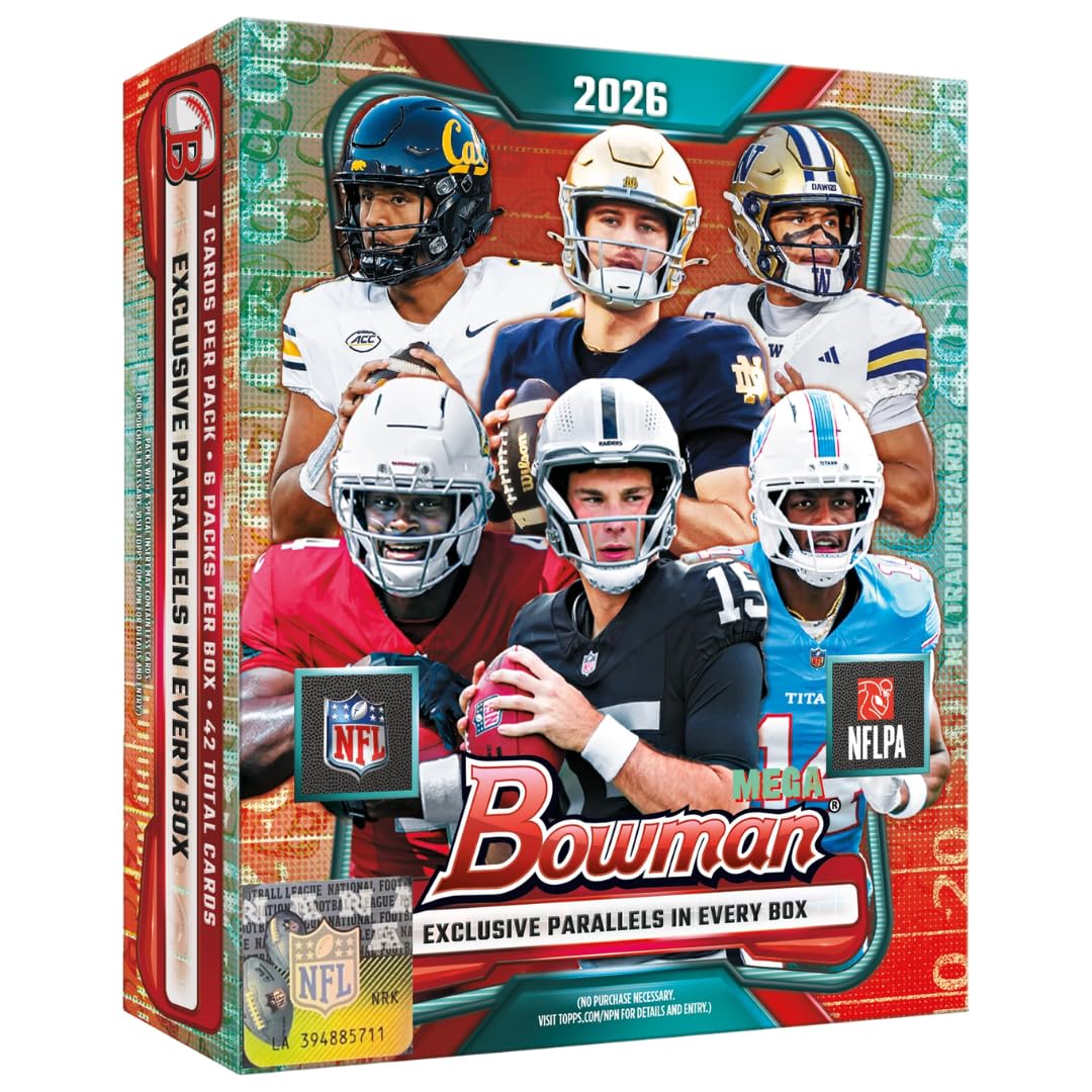 NEW | 2026 Bowman Football | Mega Box | Chase Autographs from Prospects, Rookies, & Veterans | Exclusive Paralells | Bowman R