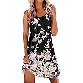 Ekouaer Tank Nightgowns for Women Sleeveless Sleepwear Wide Strap Sleep Shirt Pleated Print Sleepshirt Tie Dye S-3XL