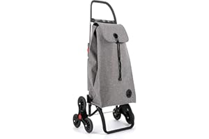 ROLSER I-Max Tweed 6 Wheel Stair Climber Foldable Shopping Trolley - Gray