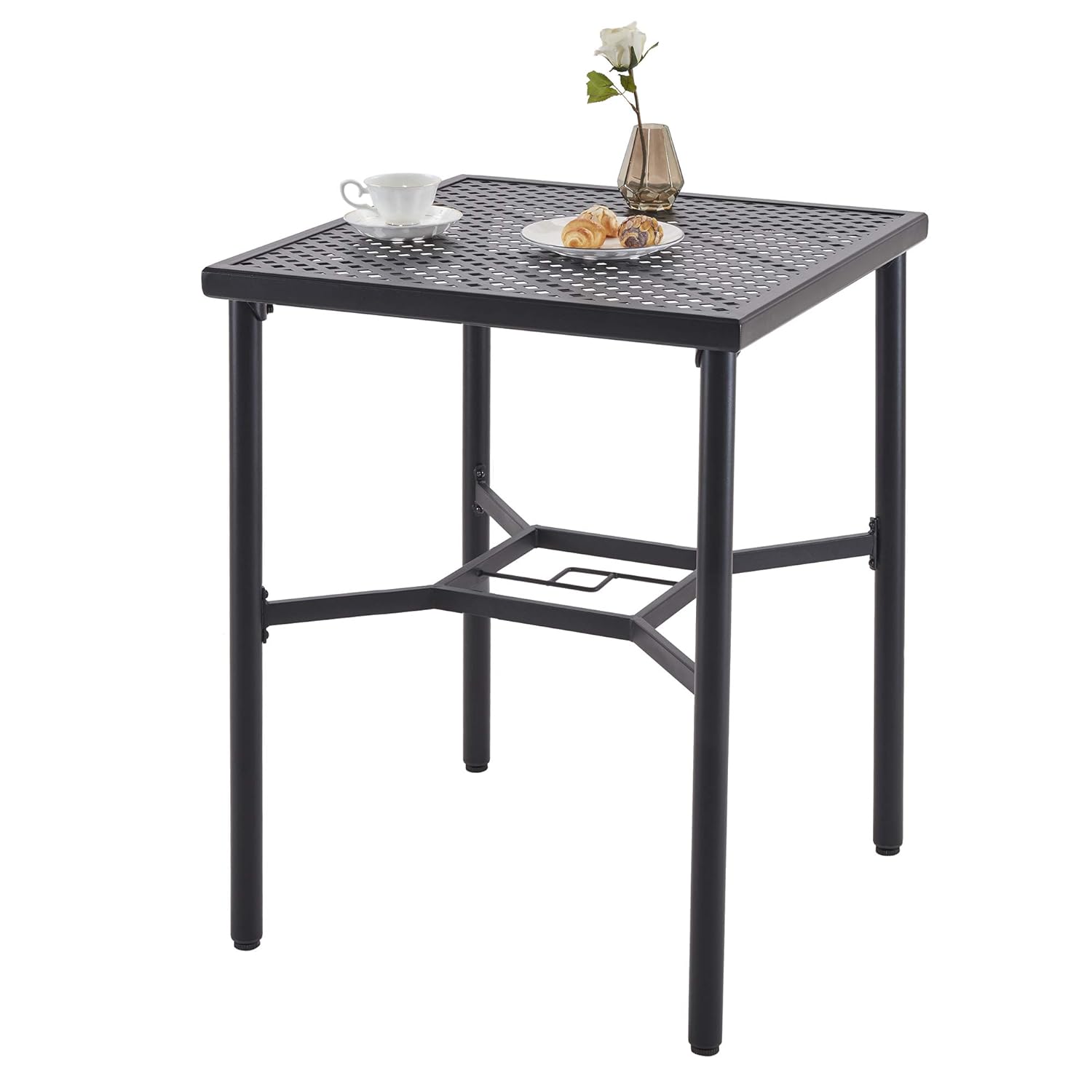 Outdoor Bar Table Patio Bistro Square Table With Umbrella Hole Amazon In Home Kitchen