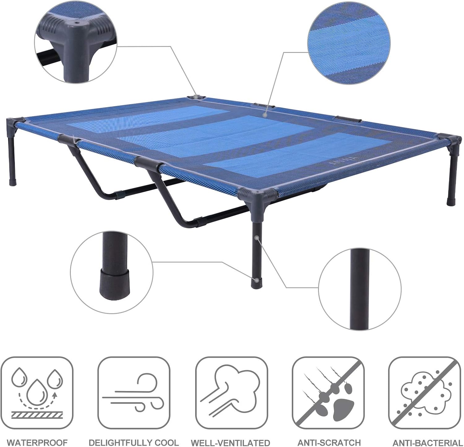 ANWA Elevated Dog Bed Large Size, Raised Dog Bed Outdoor Use, Portable