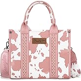 Wrangler Cow Print Tote Bag for Women Western Purse Boho Top Handle Satchel Handbag with Signature Strap