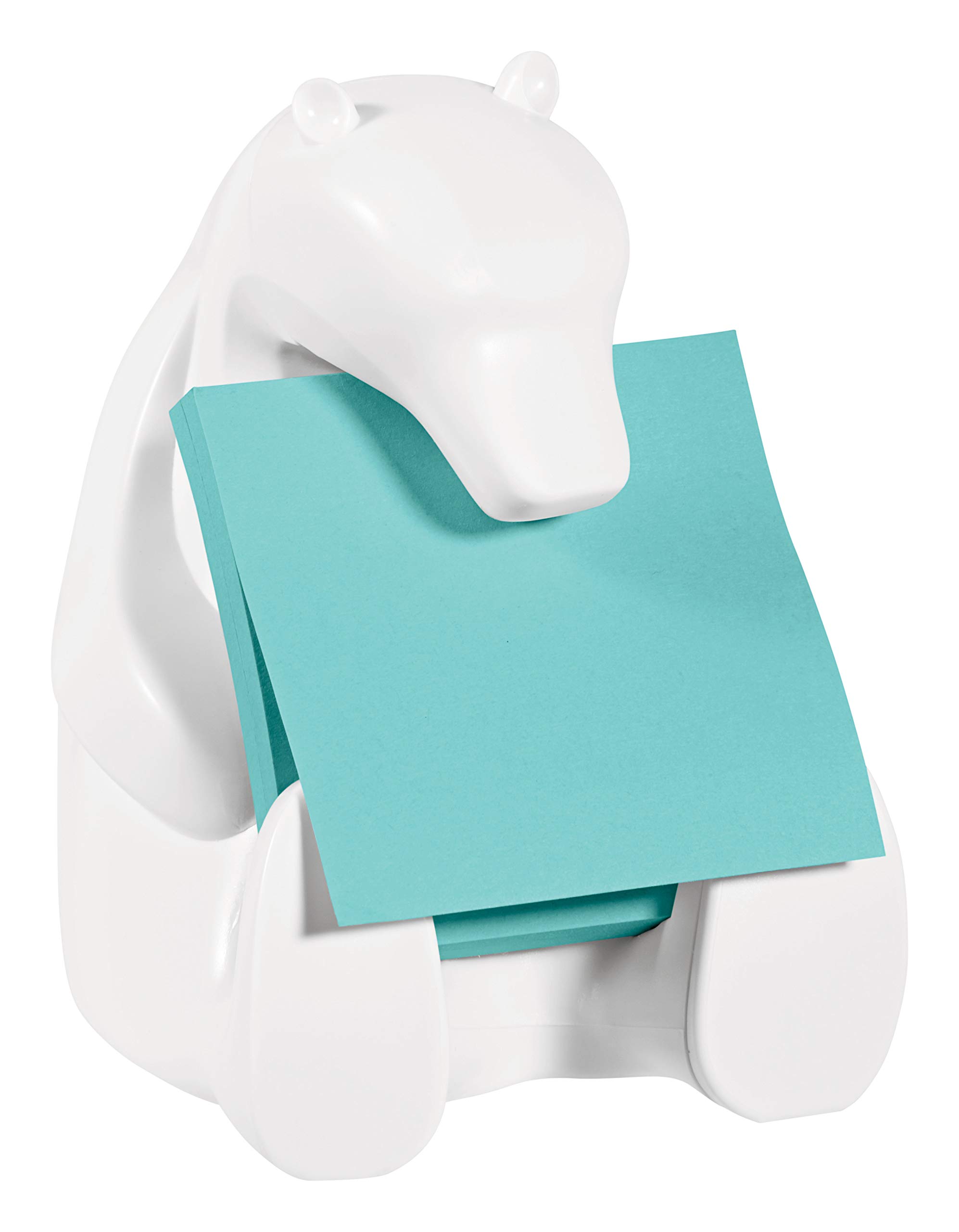 Post-it Dispenser Z-Notes Bear, Pack of 2 Pads, 45 Sheets per Pad, 76 mm x 76 mm, Turquoise Color - for Convenient One-Hand Dispensing on Your Desk