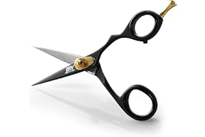 BRV MEN Professional Mustache & Beard Trimming Scissors - 5.5" | High Carbon Stainless Steel & Hammer Forged Mustache Scissors | Razor Sharp Facial Hair Trimming Shears (RIGHT HANDED - Black)
