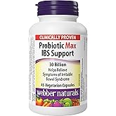 Webber Naturals Probiotic Max IBS Support, 30 Billion Active Cells, 5 Probiotic Strains, 45 Capsules, Helps Reduce Symptoms o