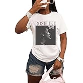 SOLY HUX Women's Graphic Tees Letter Print Short Sleeve Drop Shoulder Casual T Shirt Tops