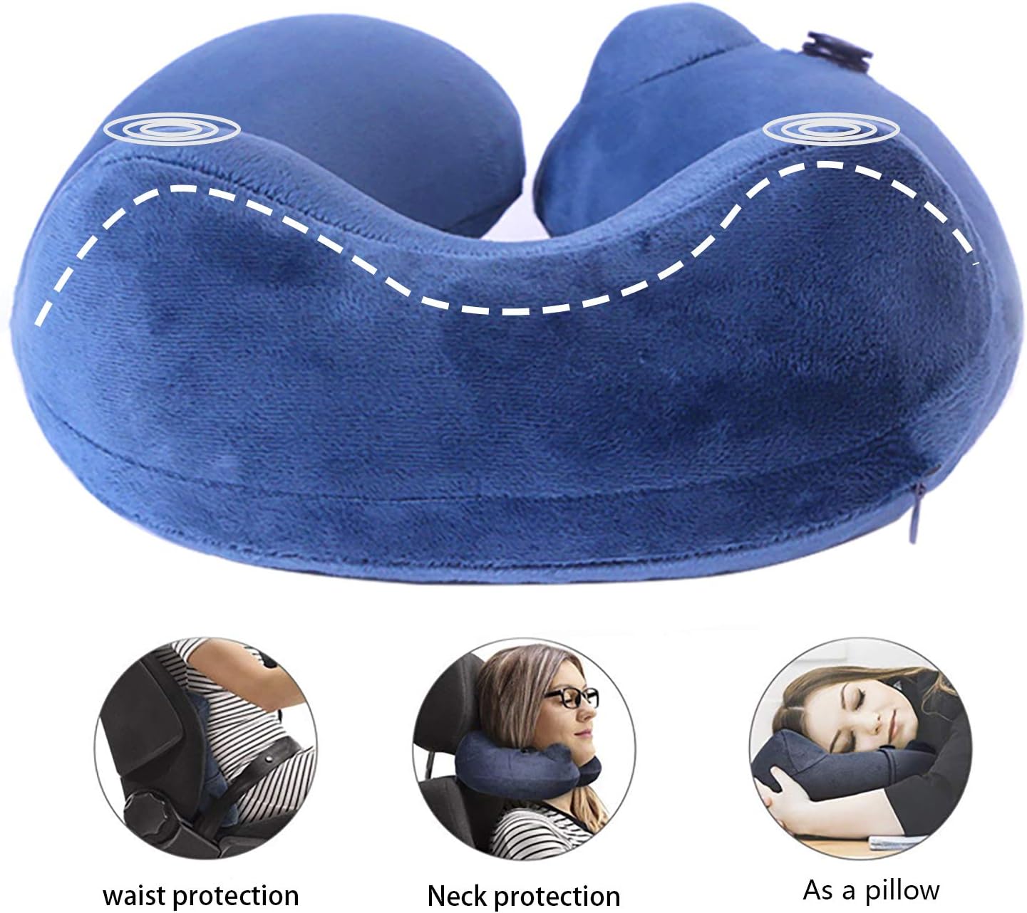 AUNEWSING Inflatable U-Shaped Travel Pillow for Airplane Folding Portable Neck Pillow for Office＆Home,with Eye Mask,Earplugs,and Storage Bag: Home & Kitchen