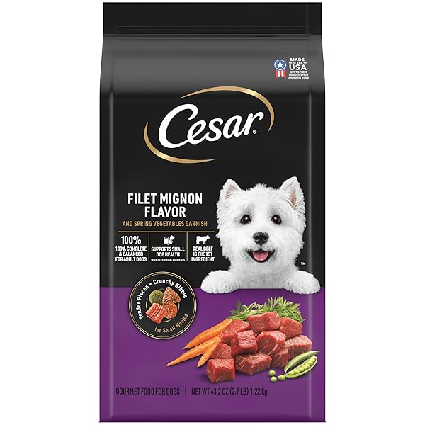 CESAR SMALL BREED DRY DOG FOOD, FILET MIGNON FLAVOR AND SPRING VEGETABLES GARNISH, 2.7 LB. BAG