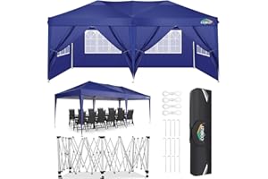 COBIZI 10x20 Pop up Canopy Tent with 6 Sidewalls, Waterproof Portable Outdoor Canopy 10x20 Ez up Instant Shelter Tent for Parties, Wedding, Backyard, Carport with Carry Bag, Stakes, Ropes, Navy Blue