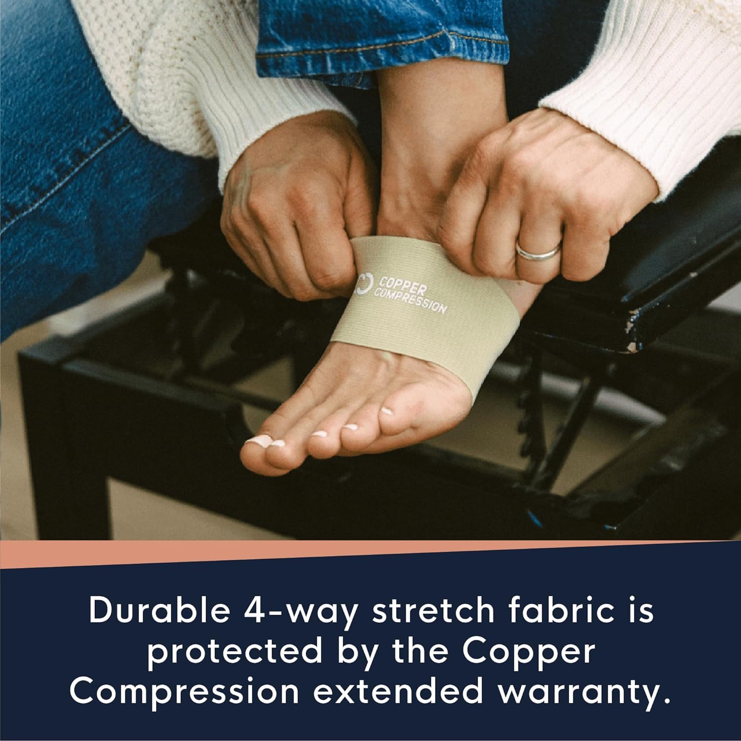 Copper Compression Arch Support - 2 Pain Relief Foot Care Brace Sleeves for Plantar Fasciitis, Heel Spurs - Wide & Narrow Feet - Flat Feet & Fallen Arches, High Arch - One Size - 1 Pair Black