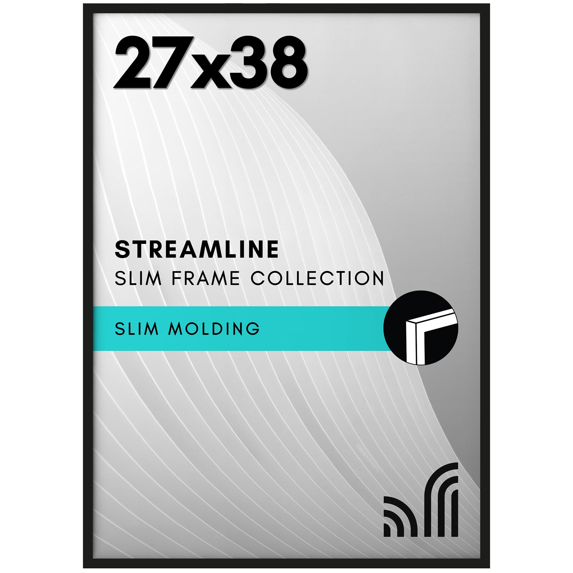 Photo 1 of Americanflat 27x38 Poster Frame with Polished Plexiglass - Streamline Collection - Thin Border Picture Frame for Wall Display - Hanging Hardware Included - Black