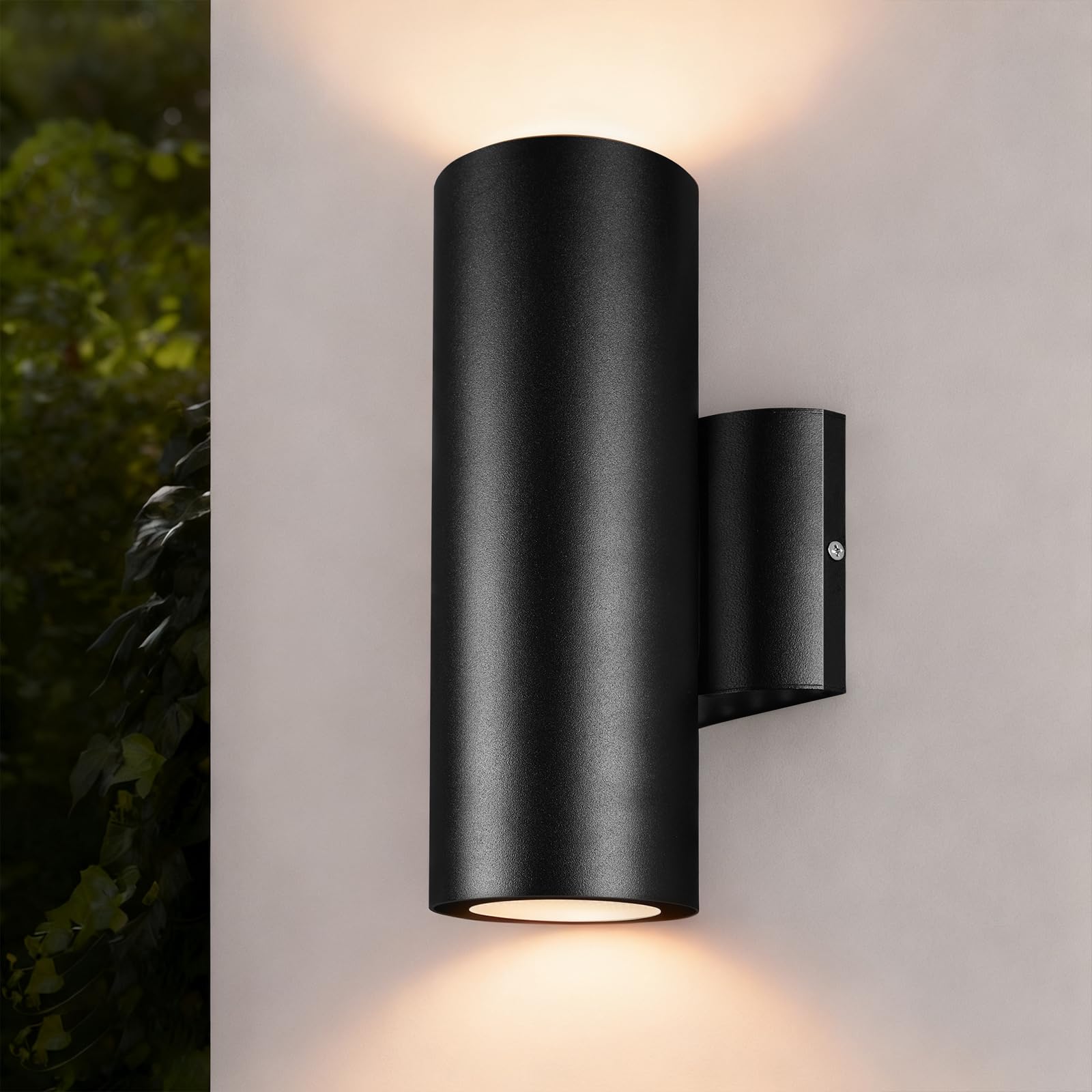 Photo 1 of DSJJBLL Modern Outdoor Cylinder Wall Lights 10.24", Porch Light 2700K Warm White, Up Down Lights, Matte Black Waterproof Wall Sconce, Aluminum, Exterior Light Fixture Wall Mount