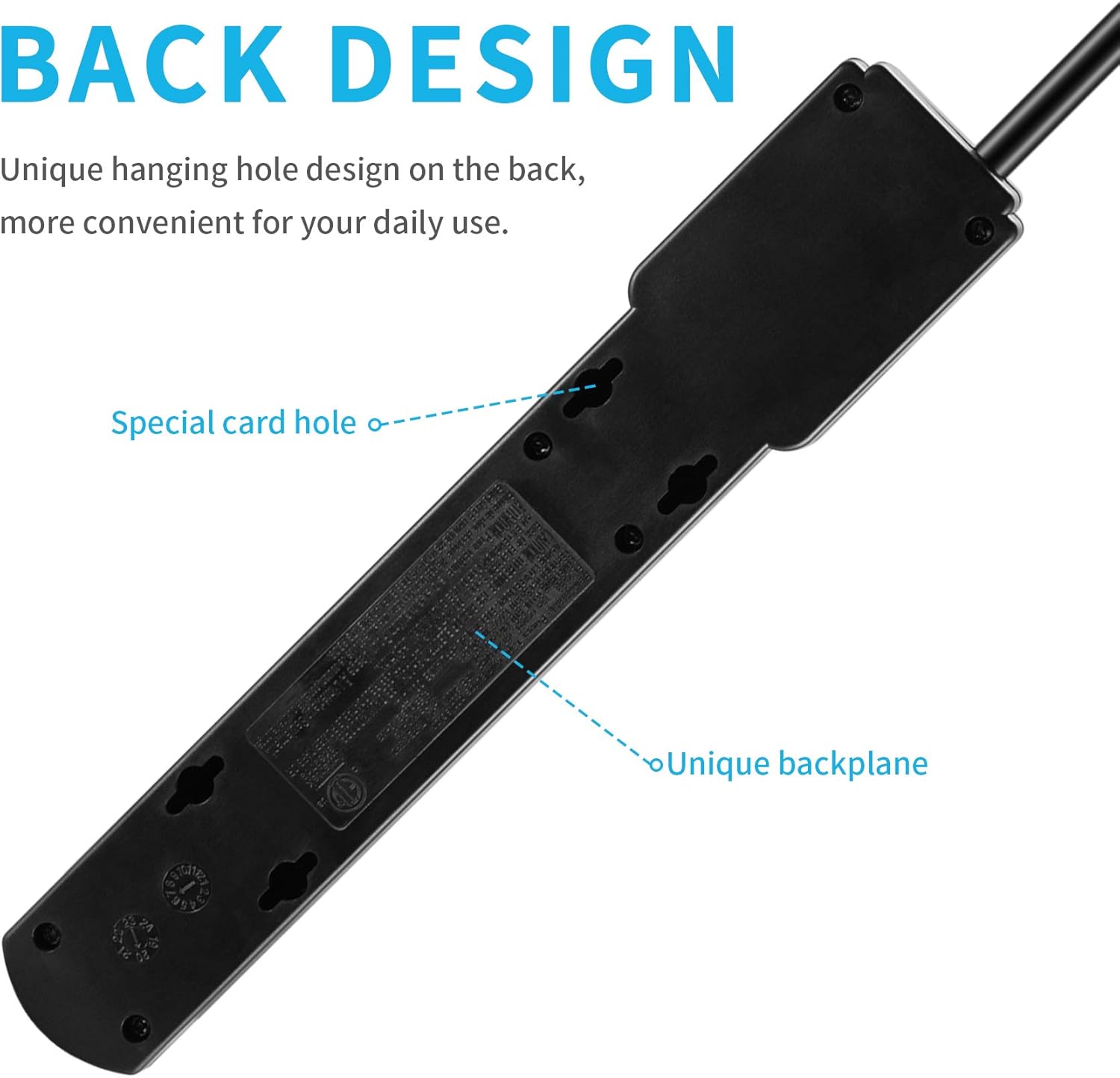 GWJ 6-Outlet Surge Protector Power Strip, 4-Foot Cord, Overload Protection, 200 Joule, Black-2 Pack: Electronics