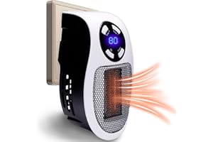 KARRIW Plug In Heater for Indoor Use - 500W Fast Heating Small Plug In Wall Heater, Low Wattage Space Heater 12-Hour Timer, Auto Shut Off - Quiet & Space-Saving Ceramic Mini Heater