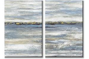 UTOP-art Abstract Wall Art Canvas Picture: Heavy Textured Hand Painted Artwork Seascape Painting for Living Room (24'' x 36'' x 2 Panels)