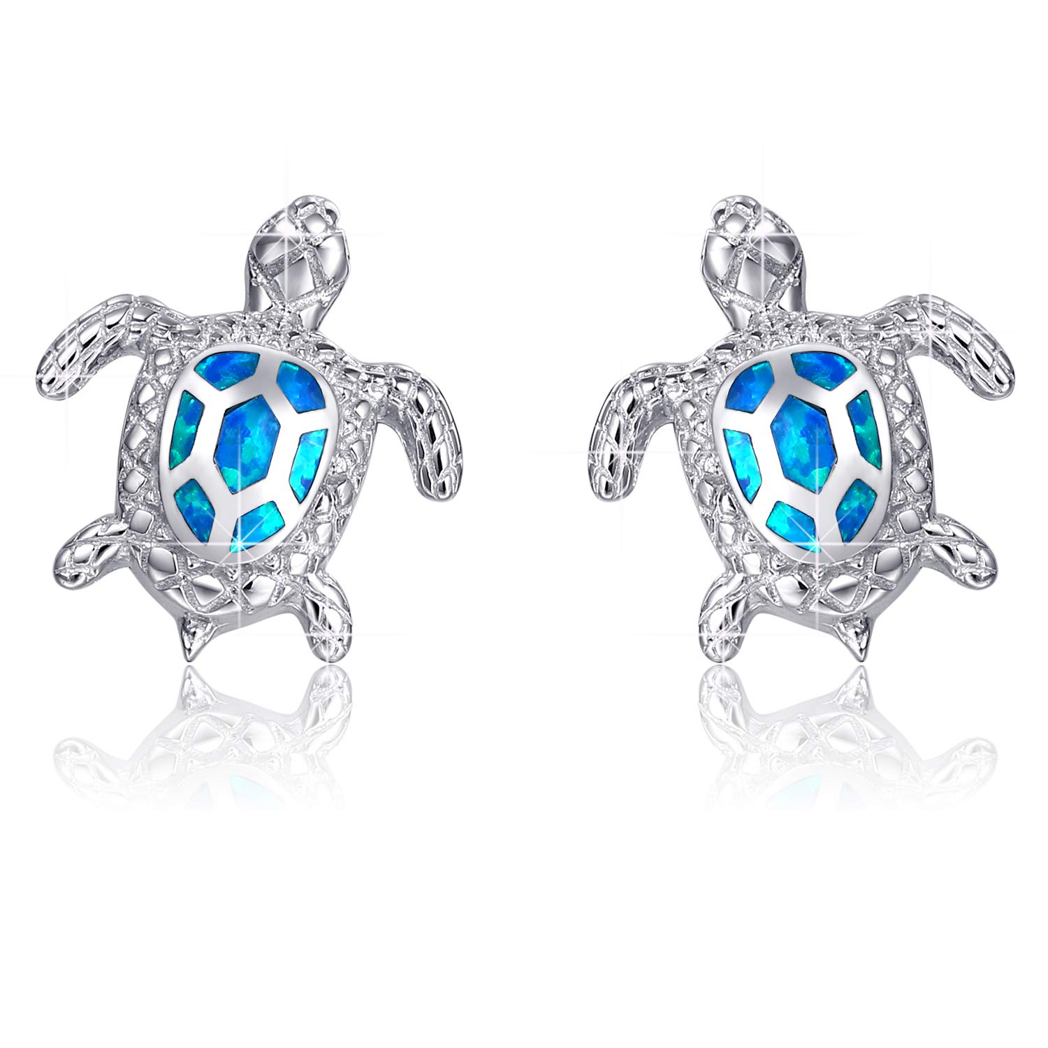 Blue Opal Sea Turtle Earring Sterling Silver Earrings Jewelry for Women Gifts — image 1