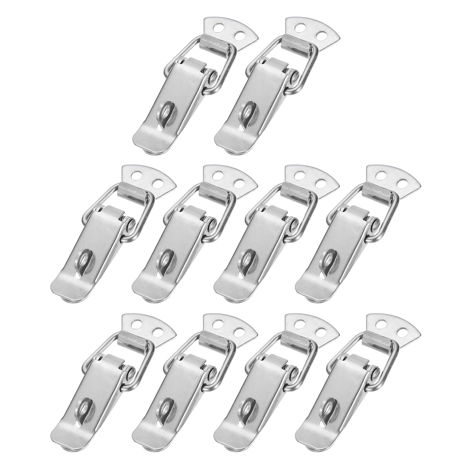 PATIKIL Stainless Steel Spring Loaded Toggle Latch 2.7 Inch, 10Pcs Latch Catches Hasp Clamp Clip with Hole for Case Box Chest Trunk Toolboxes Cabinet, Silver Tone