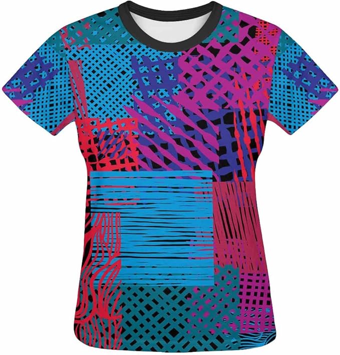 Womens Graphic tShirts Print with Colorful Lines Patterns