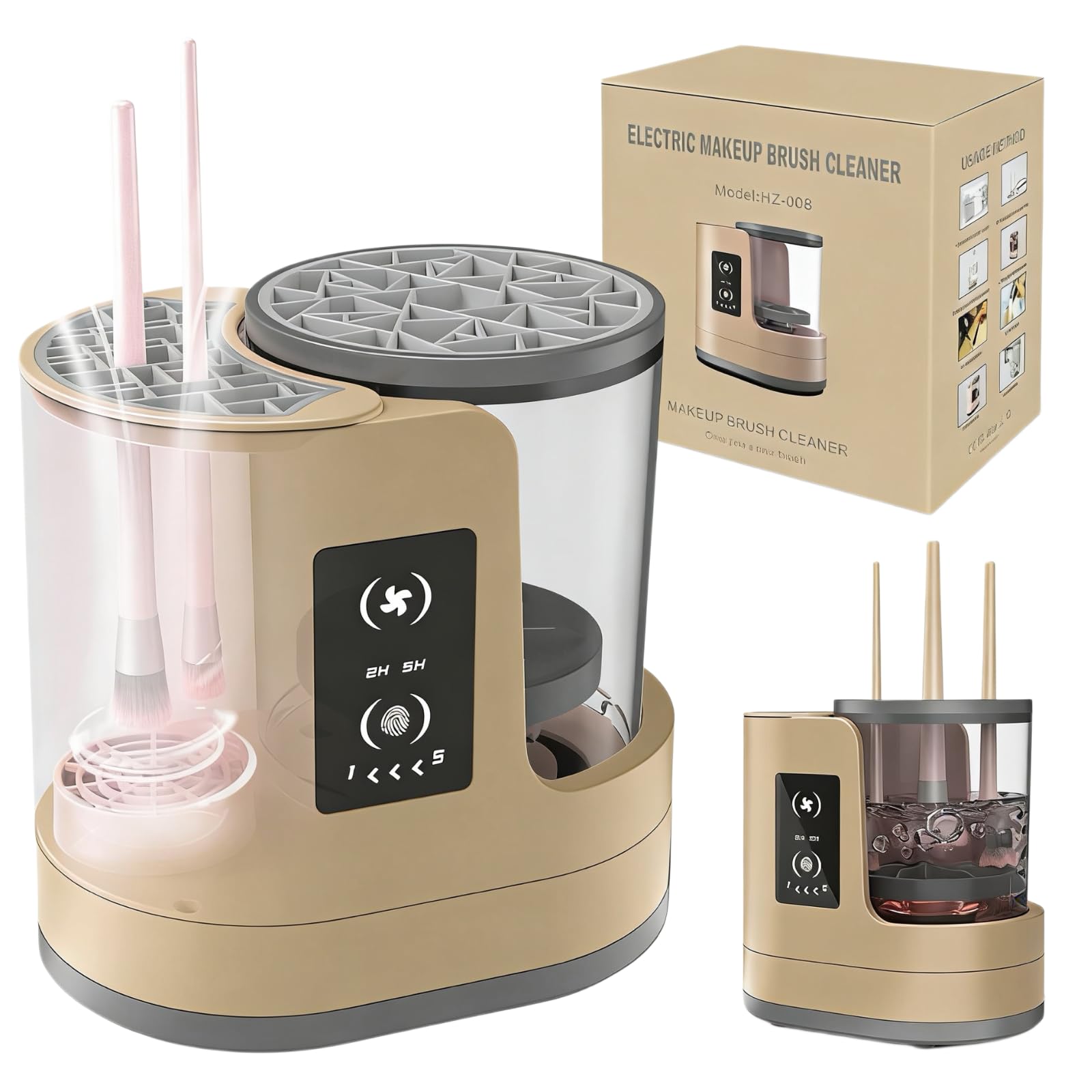 Photo 1 of Electric Makeup Brush Cleaner Machine With Makeup Brush Dryer-Holder-Portable Automatic USB Cosmetic Brushes Cleaner Tool for All Size Beauty Makeup Brush Set,Eyeshadow, Blush Brush (brown)