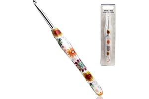 LOOEN 4.5mm Crochet Hook, Ergonomic Handle for Arthritic Hands, Soft Rubber Grip Extra Long Knitting Needles for Beginners and Knitting Crocheting Yarn (4.5mm)