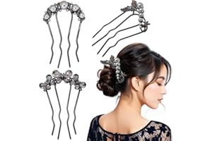 3Pcs Hair Pins for Women Metal Hair Fork for Updos,Chignon,Bun&Twist Hairstyles,Elegant,Accessories for Wedding Party Holiday