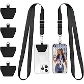Doormoon Phone Lanyard, Universal Adjustable Neck Strap for Phone Case Keys ID Badges Cell Phone Lanyard Compatible with iPhone, Samsung, Most Smartphones, 2 Pack, Black Black
