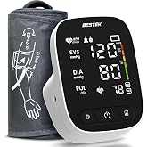 BESTEK Blood Pressure Monitor, Automatic Upper Arm BP Machine for Home Use | 9"-17" Adjustable Cuff, Compact, Home Travel, Digital LED, Voiced Broadcast